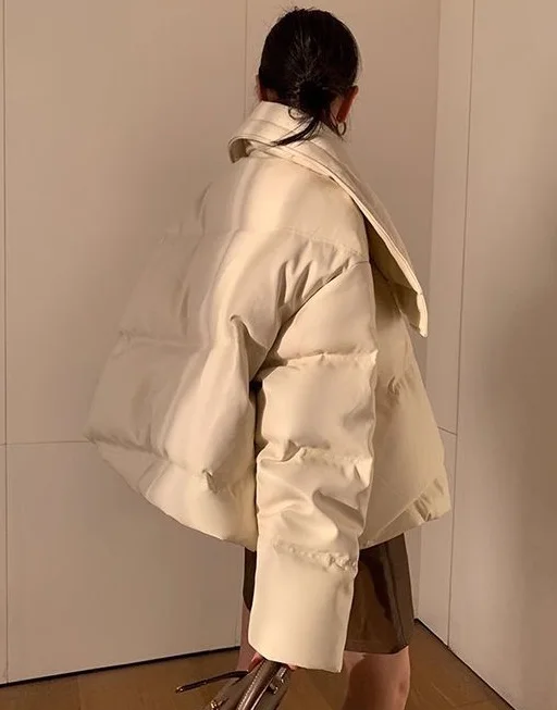 

Parkas Womens Parka Blue Autumn Woolen Buttoned Single-Button Pleated Stand-Collar Classic Preppy College School Lady Elegant OL