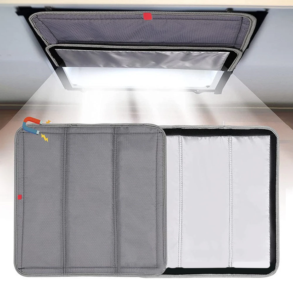 4 Layers Thickened Sunshade Shading Pad RV Skylight Sunshade Reflective Shading Pad 41*41cm Aluminum Film Black Foldable RV Roof