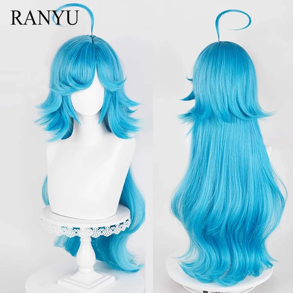 

RANYU Long Straight Wavy Synthetic Blue Women Jellyfish Head Wig Fluffy Anime Game Cosplay Hair Heat Resistant Wig for Party