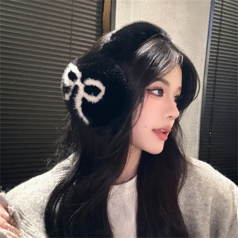 Muff telinga lipat yang dapat disesuaikan dengan fashion bowknot/paws untuk bermain ski dan berkemah aktivitas musim dingin