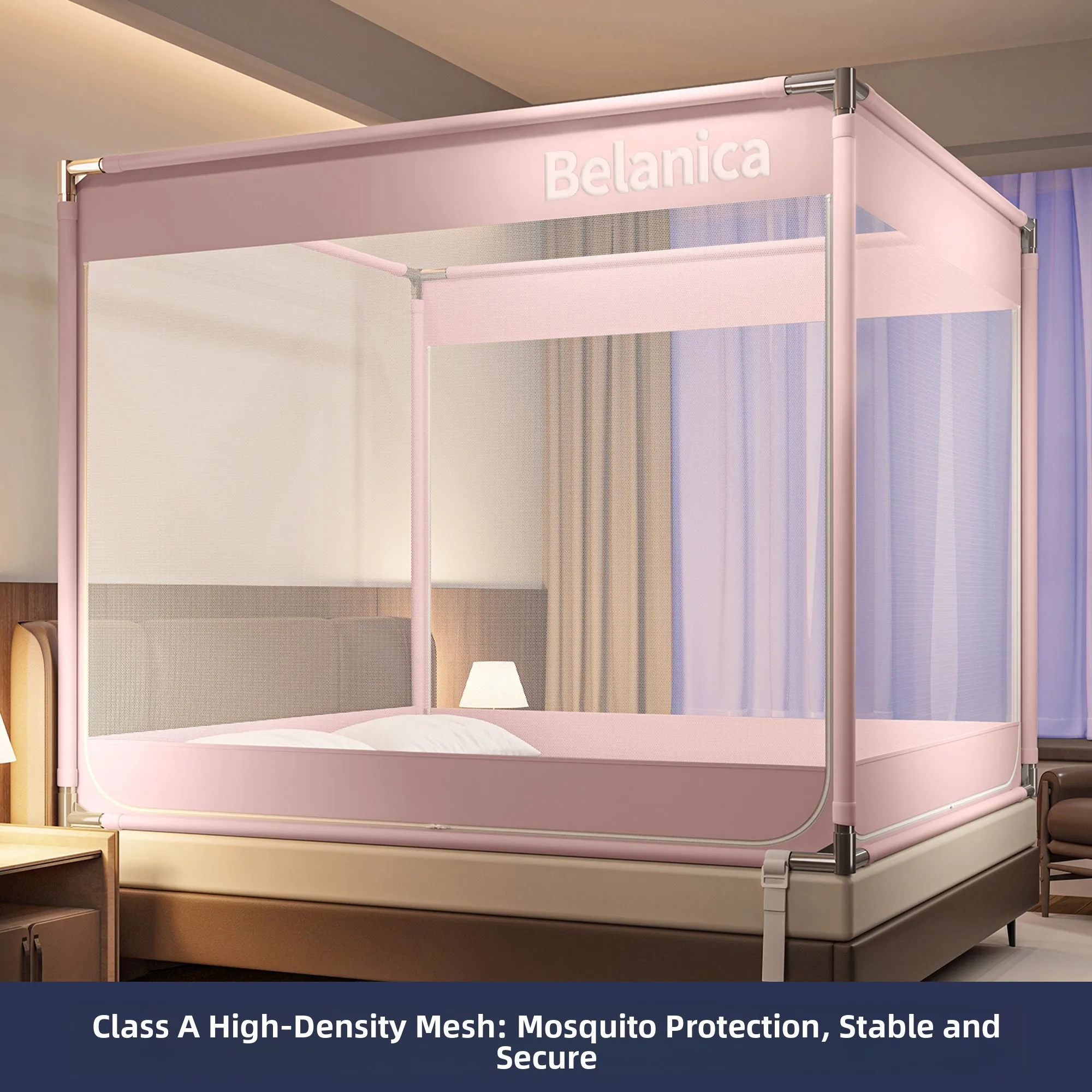 

Childproof Mosquito Net Full Cover Fall Prevention Bedroom No Installation Required Mongolian Tent Design Iron Art Frame