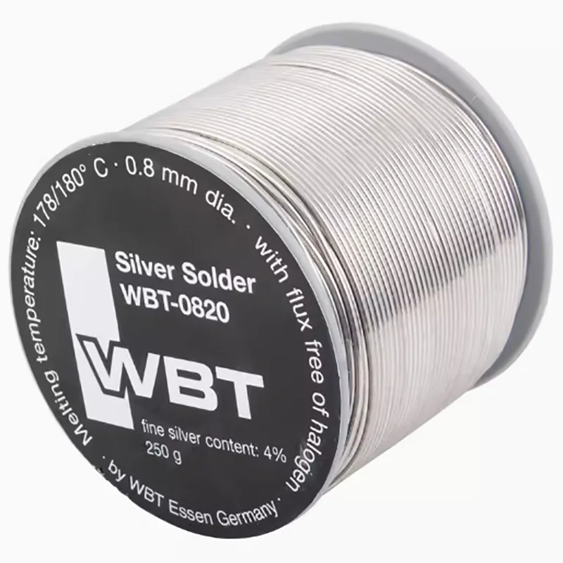 Alambre de soldadura de sonido, alambre de soldadura de 0,8mm de plata que contiene fiebre 4%, WBT-0820