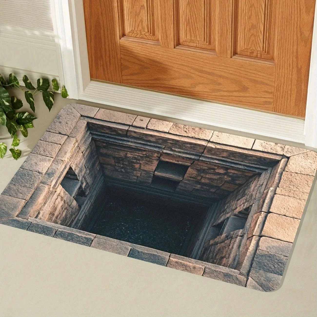 Visual Three-dimensional Trap Doormat Non-Slip Machine Washable Carpet for Living Room Bedroom Bathroom Kitchen and Laundry Rug