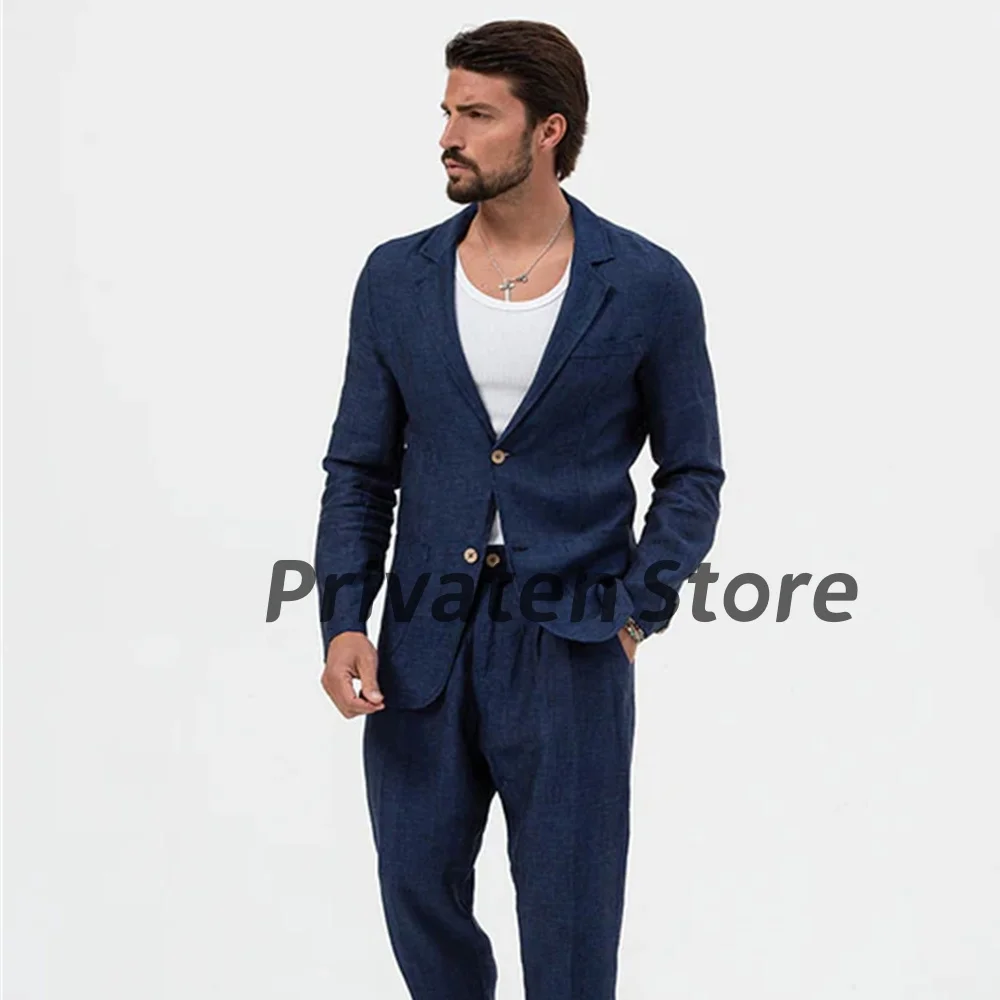 Suit Men Set Complete Notched Lapel Single-Breasted Cardigan 2024 Brand Prom Dresses Made 2 Pieces Jacket Pants ropa hombre