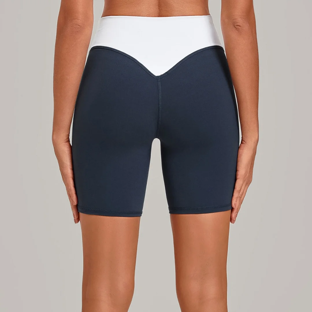 New Women's Yoga Shorts Hip Lift Splicing High Elastic Abdomen Fitness Shorts Quick-drying Running Workout Gym Sports Shorts