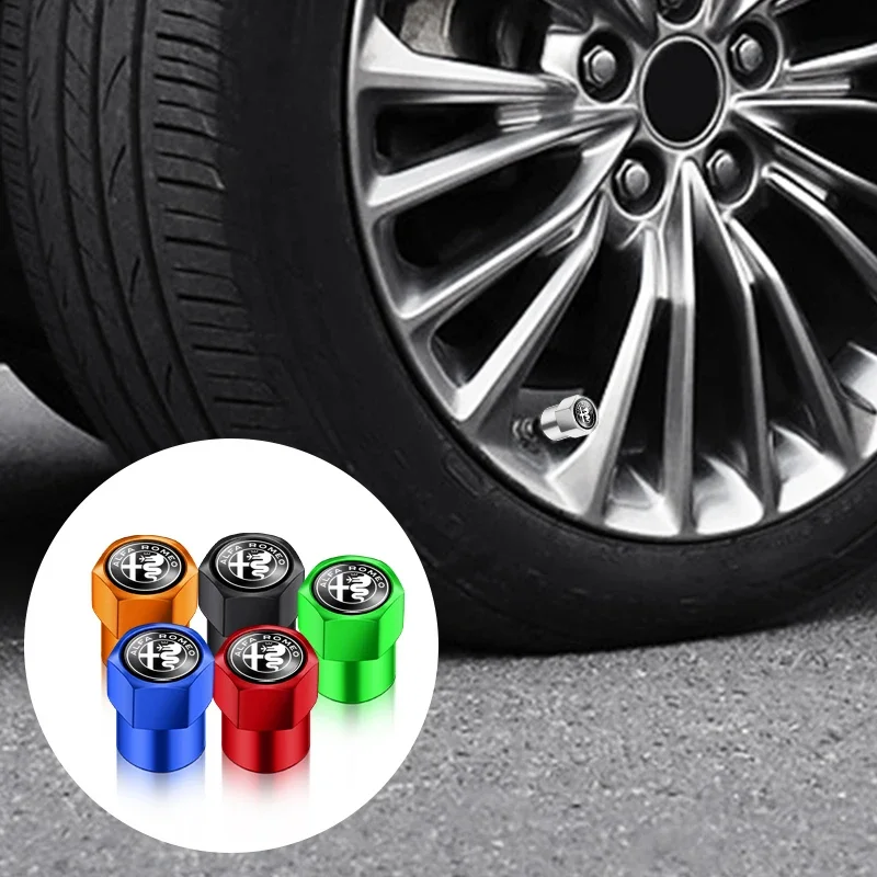 4PCS Car Tire Valve Caps Tyre Dust Cover Styling For Alfa Romeo Giulia Giulietta 159 Brera 4C TZ3 Duetto GT Mito Car Accessories