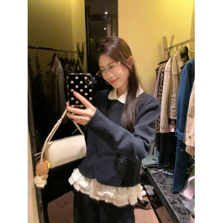 

Korean Sle Sweet Faion Set Women's Long Sve irt Coat Casual Pants Tee Piece Set Autumn 2025 New Arrival