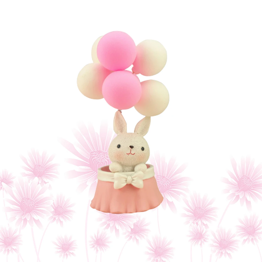 

Adorable Pink Rabbit Resin Cake Topper Decor Miniature Landscape Garden Ornament for DIY Baking and Terrarium Decoration
