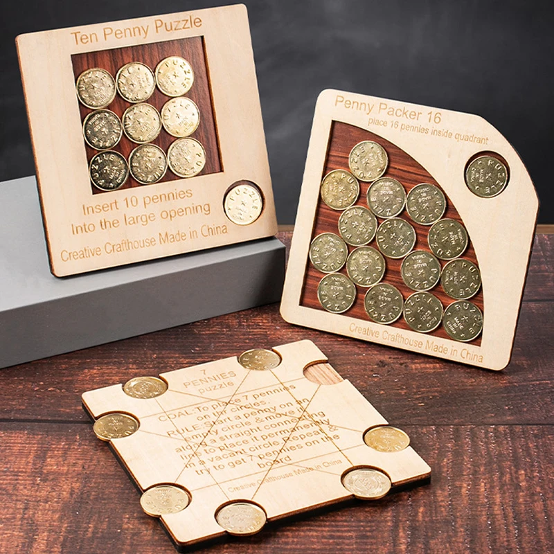 Penny Coin Brain Teaser Puzzles For Adults And Kids Logic And Strategy Games IQ Test Toys Unique Gifts Juegos De Inteligencia