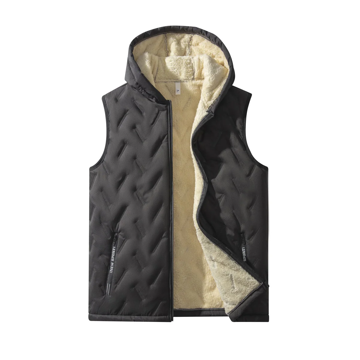 

Men's Hooded Sherpa-Lined Quilted Vest: Casual Warm Sleeveless Jacket for Winter Layering