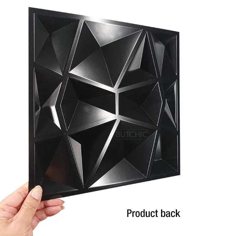 12 pcs 30x30cm Decorative 3D Wall Panels in Diamond Design Matt black Wallpaper Tile not self-adhesive 3D wall sticker bathroom