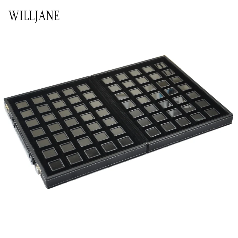 Draagbare Reis Edelsteen Opbergdoos Edelsteen Sieraden Display Doos 70 Stuks Steen Houder Organizer Losse Diamant Draagtas Pu Leer