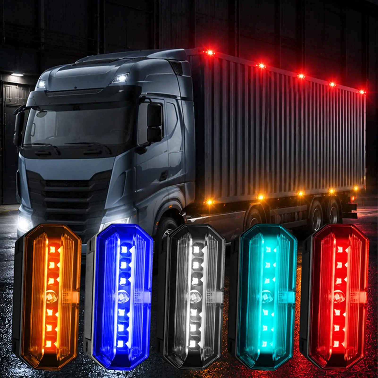 LED Side Marker Lights Solar Vibration Sensor Indicator Lamp Waterproof Marker Lights For Trucks For RV Camper Bus Tractor Night