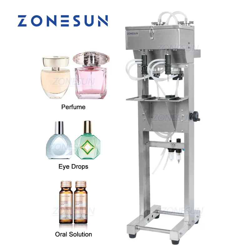 

ZONESUN Vacuum Liquid Filling Machine Double Heads Perfume Oral Solution Eye Drop Packaging Small Dropper Cologne Beverage