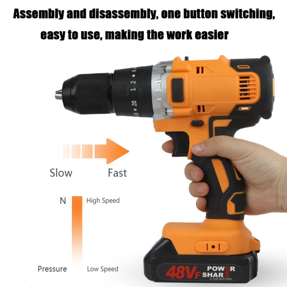 48V Electric Impact Drill 3 In 1 Electric Cordless Lithium-Ion Battery Mini Electric Power Screwdriver for Makita Battery Tools