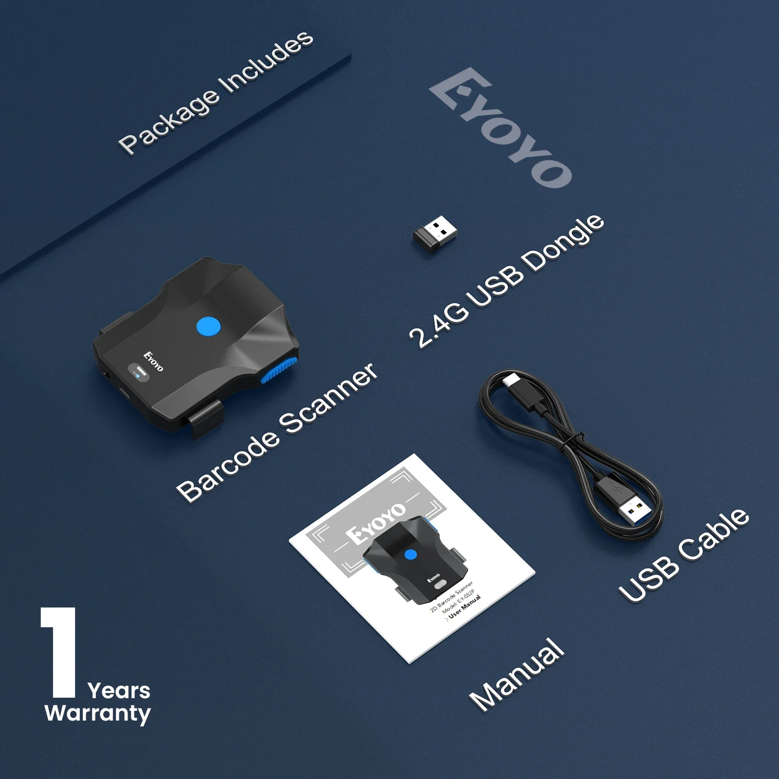 Imagem -06 - Eyoyo-barcode Scanner Portátil Back Clip Scanners sem Fio 1d 2d qr Leitor Indústria de Pagamento Móvel Ey032p 2d