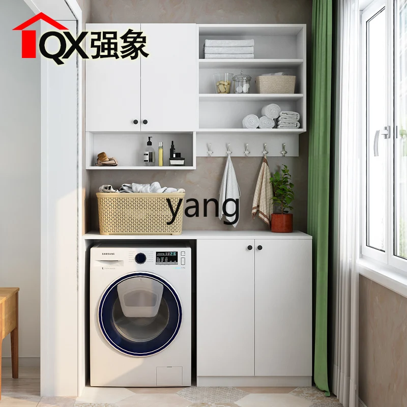 Meuble de balcon LHH, protection solaire, lave-linge, combinaison avec un autre meuble, rangement intégré