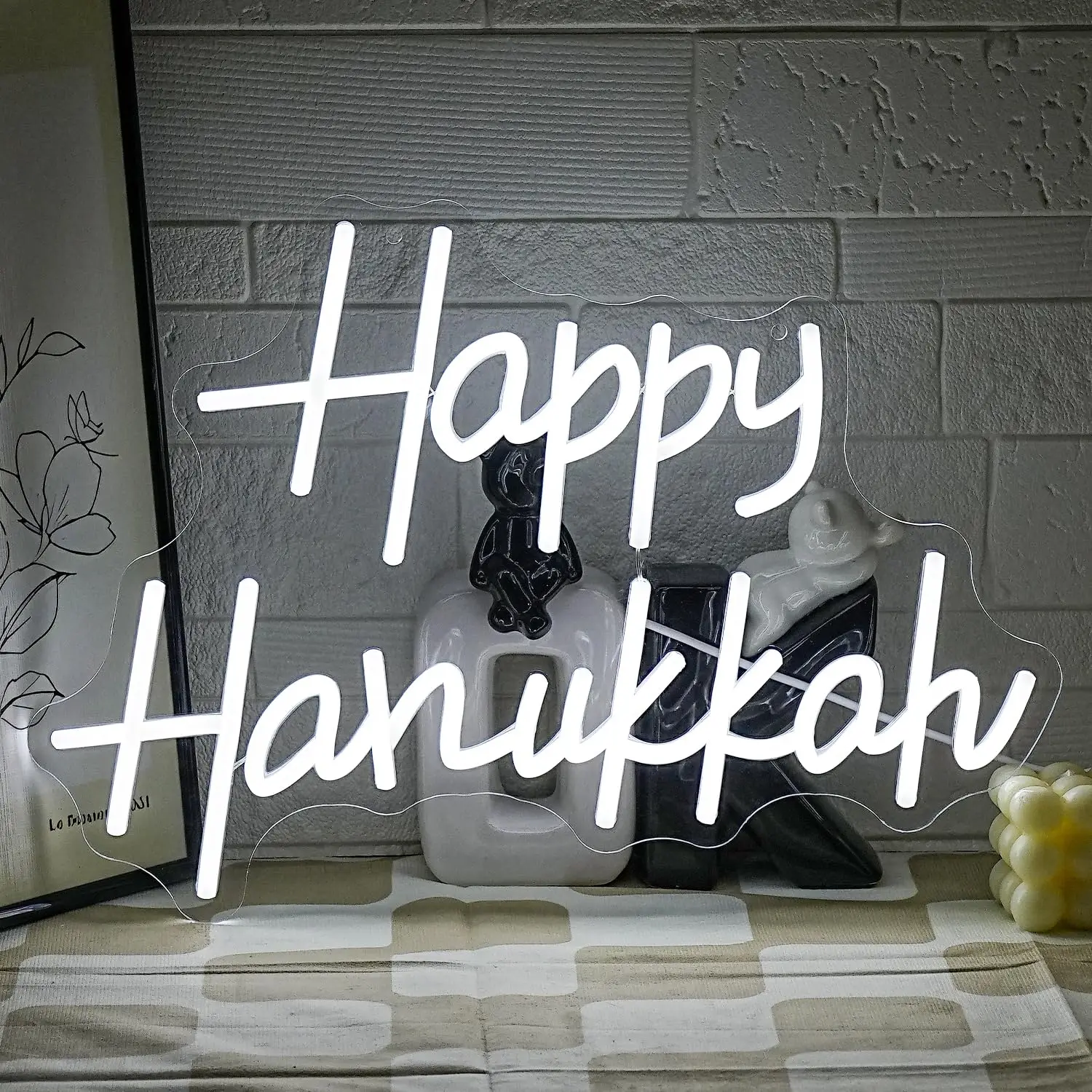 

Happy Hanukkah Neon Sign for Wall Decor Jewish Holiday Light LED for Chanukah Party Jerusalem Wall Decoration