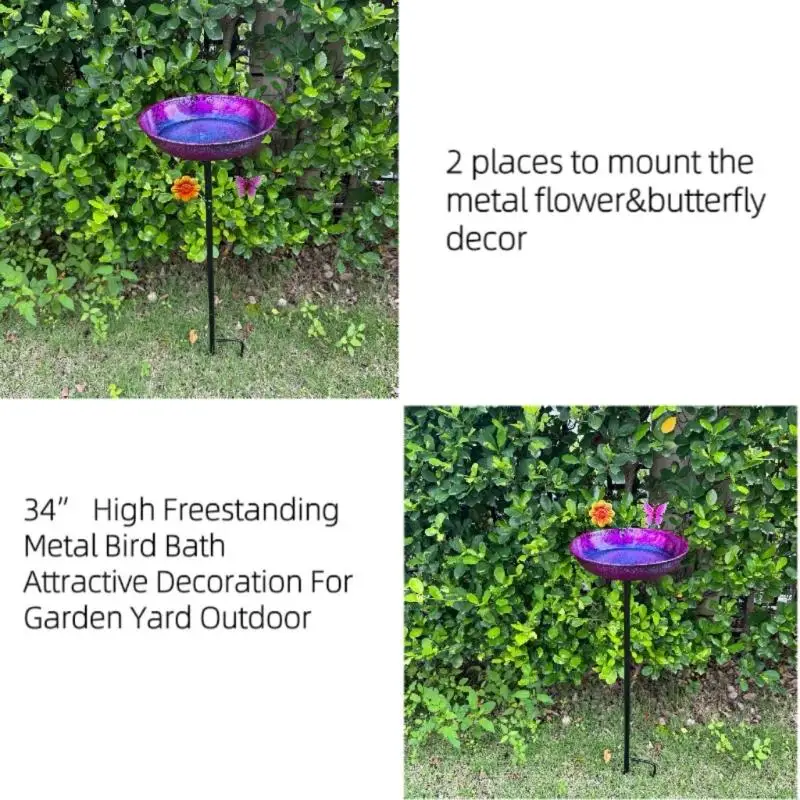 High Quality 34 Inch Tall Metal Bird Water Bowl With Protective Coating And Artistic factors 