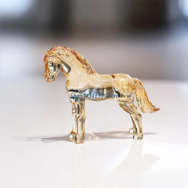 H7ED Home Delicate Crystal Horse Statue Contemporary Decors Item With Traditional Chinese Zodiacal Horse Significance