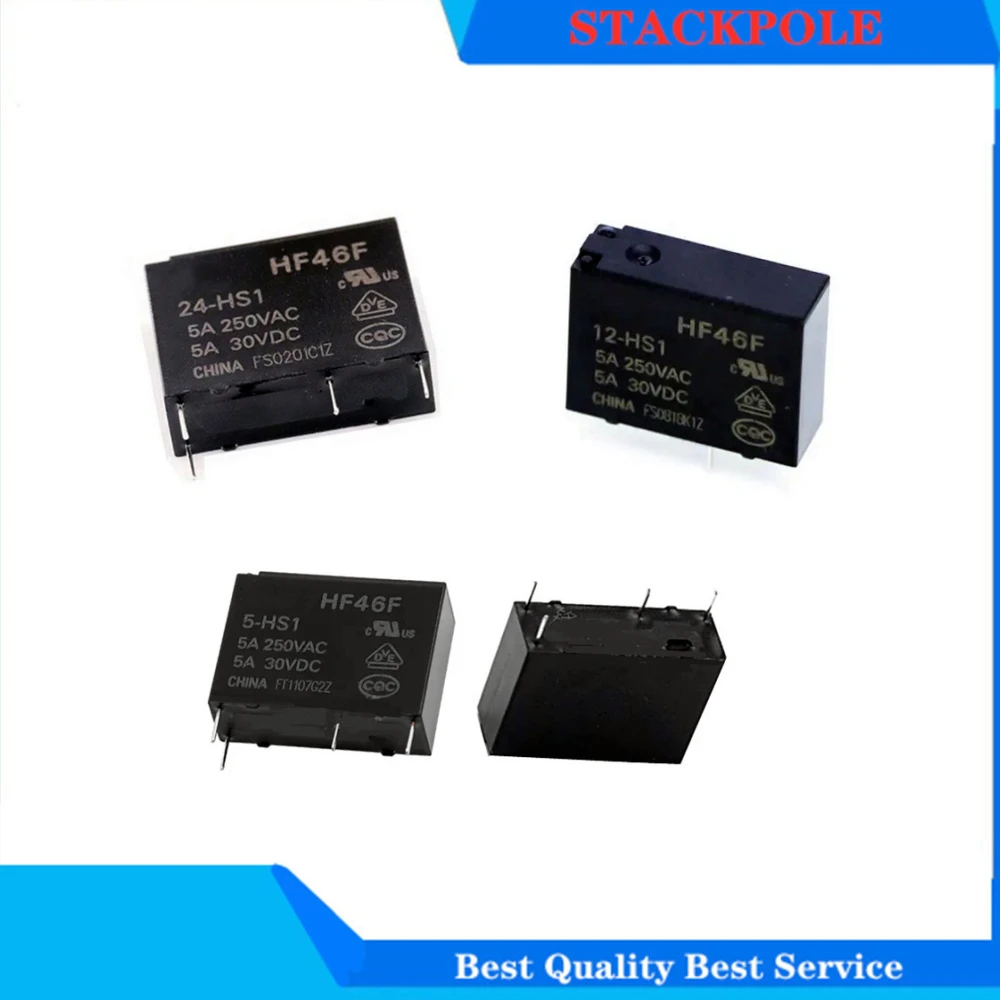 5Pcs/lot Original New HF46F Relay HF46F-005-HS1 HF46F-012-HS1 HF46F-024-HS1 4PIN 5A 5V 12V 24V Power Relays Replaceable G5NB