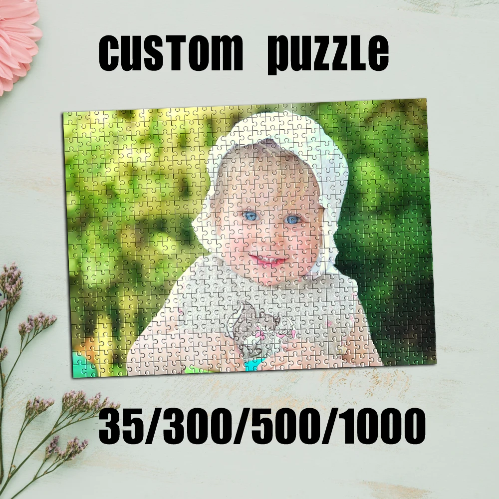

35/300/500/1000 шт. Персонализированные фото-пазлы с индивидуальным дизайном для свадебных фотографий, подарок на день рождения, свадьбу, День святого Валентина