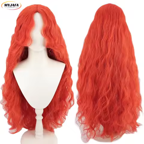 Game Malenia Cosplay Wig 100cm Long Orange Red Curly Heat Resistant Synthetic Hair Halloween Anime Wigs + Wig Cap