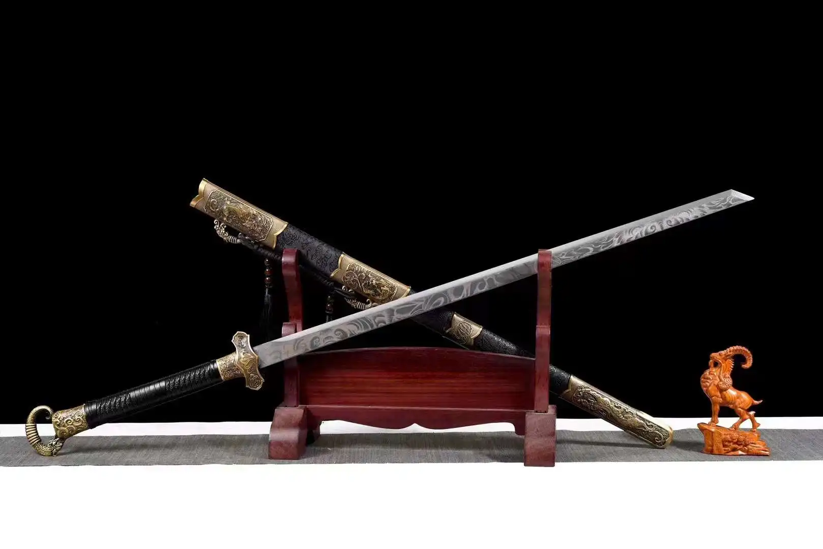 Chinese Kungfu Battle Sword,Awakened Swordsmith,Ring Head,Real Multi Refined Extreme Manganese Steel Blade,Unhardened