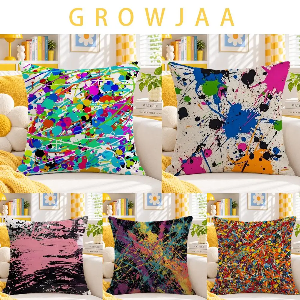 artist Jackson Pollock Art Cushion Cover Throw Pillow Short Plush Fresh Bright Cushion for Bedroom Sofa Ornament Present Gift