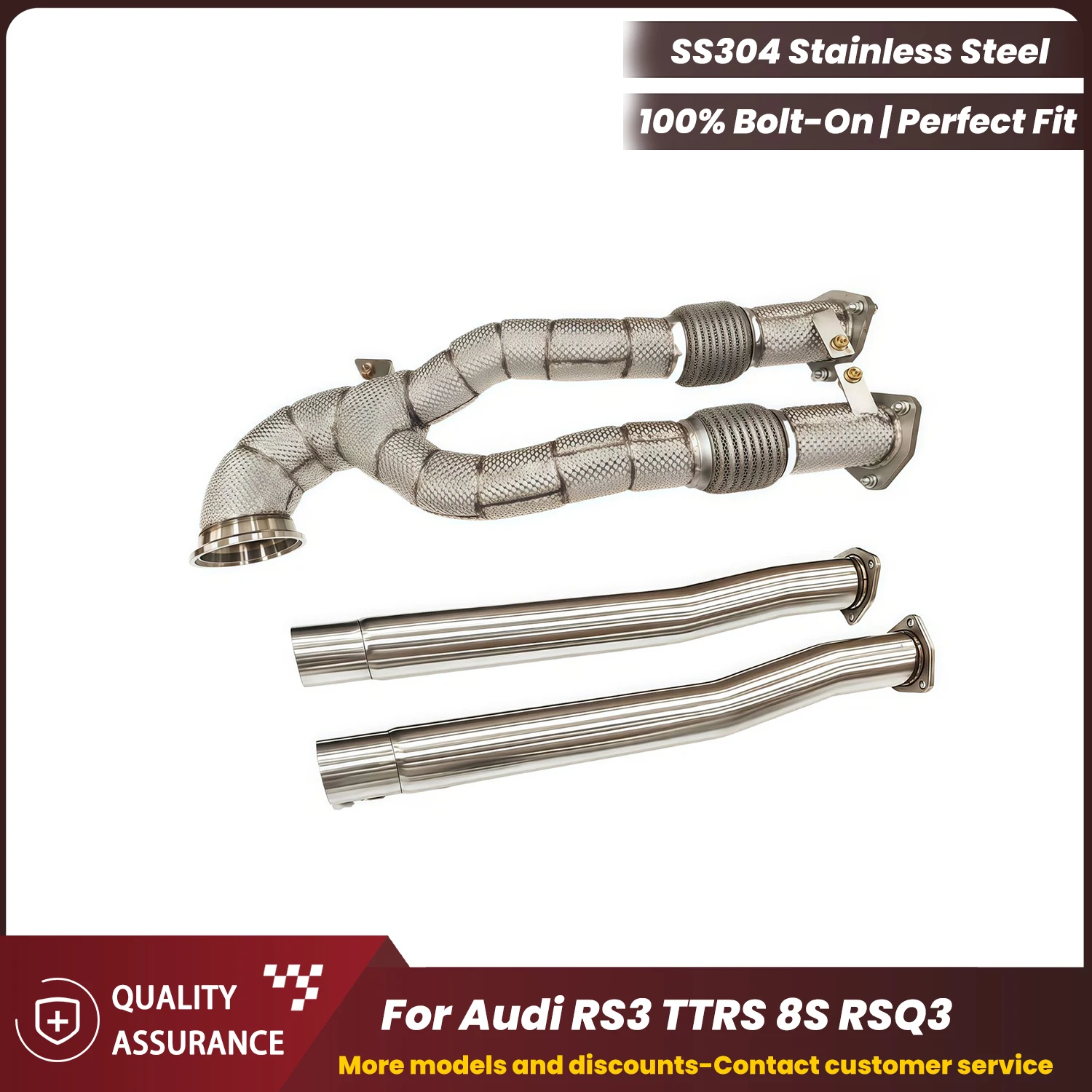 

ECCF Sports Downpipe With Resonant tube For Audi RS3 TTRS 8S RSQ3 Aggressive Exhaust Sound High Flow Performance Upgrade