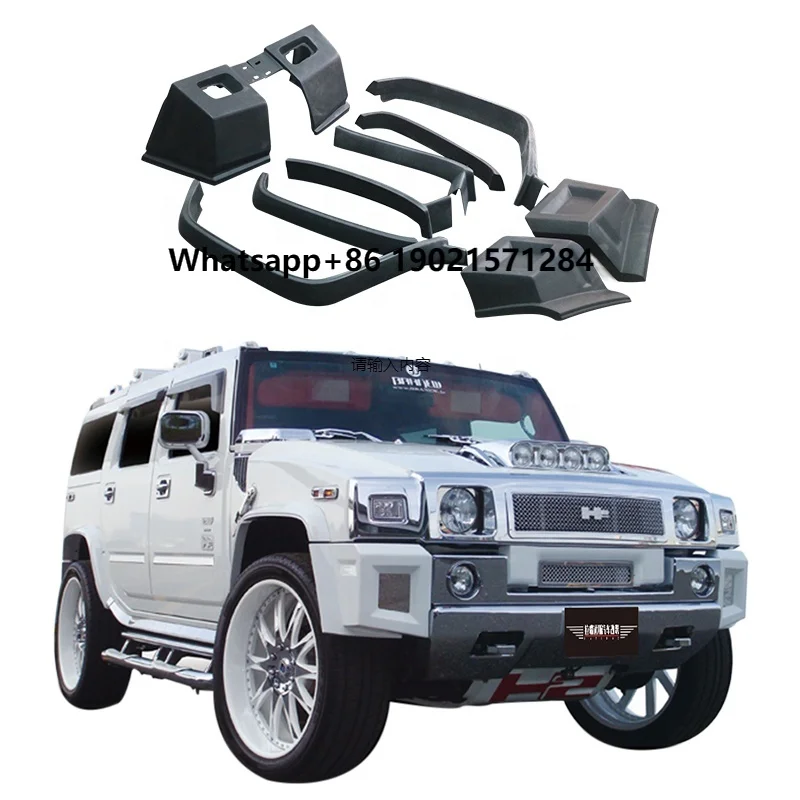 

Hummer H2 2003-2008 Upgraded Wide Body Kit with Front & Rear Bumper Fender Accessories New Condition Exhaust Cut-Outs