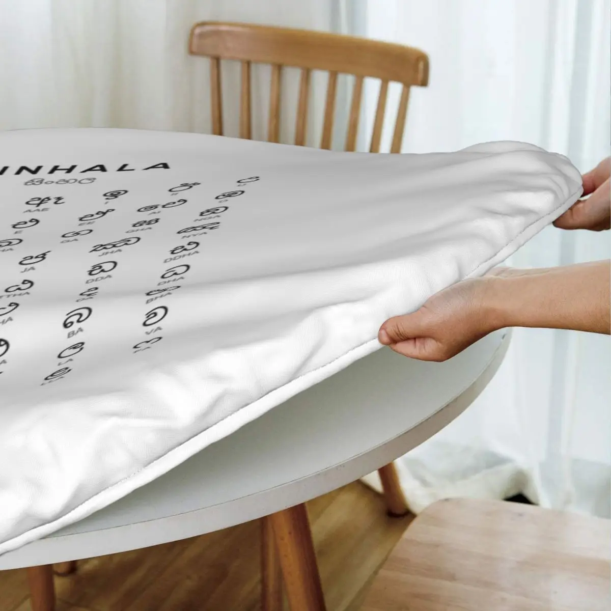 Sinhala Alphabet Chart Sinhalese Language Learning Chart Round Tablecloth Oilproof Table Cloth Kitchen Events Dining Table Cover