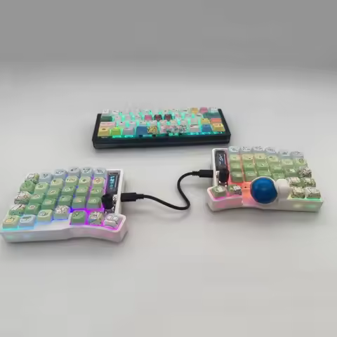 Trackball Split Keyboard Kit 39/44/47/59 3D BT/Wired vial/zmk Custom RGB Hot-Swap Ergonomic Gaming Keyboard With Sreen/Trackball