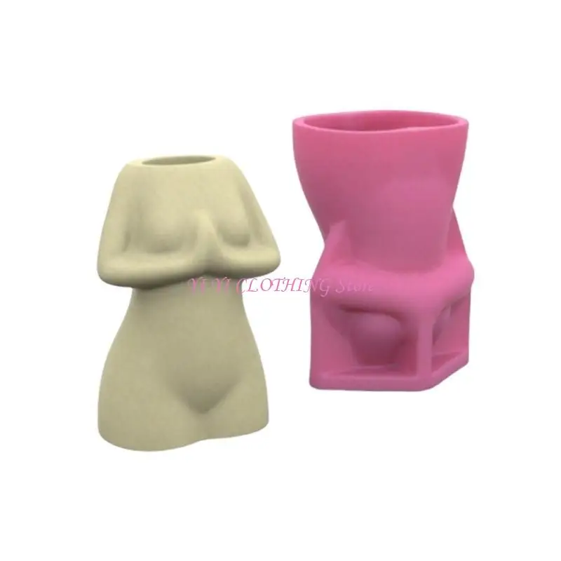 

N5KF Human Body Flexible Ornament Molds Silicone Flowerpot Moulds for Planter