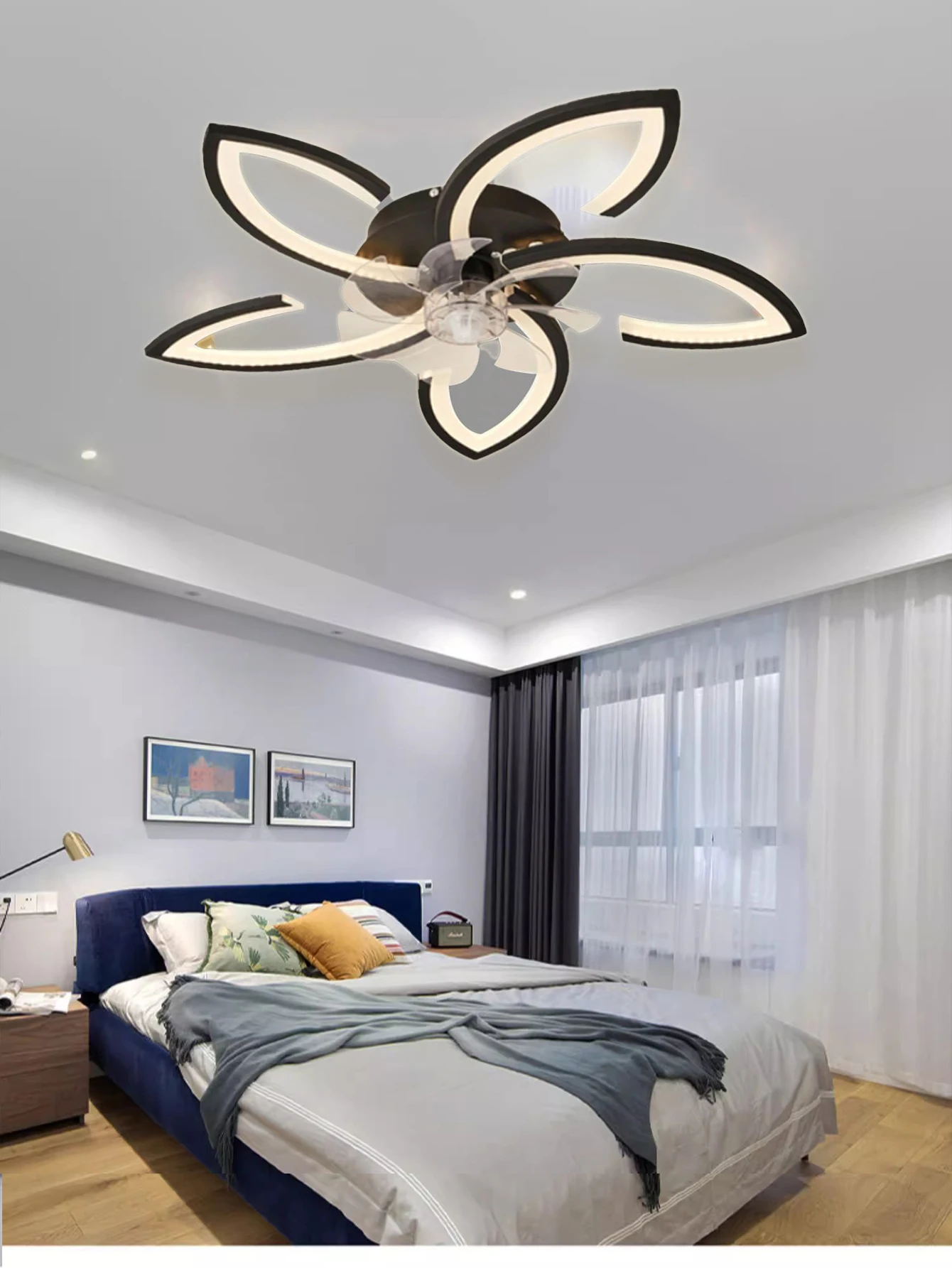 Ventilatore nero, semplice e silenzioso, adatto per soggiorno, camera da letto, sala da pranzo decorazione della casa