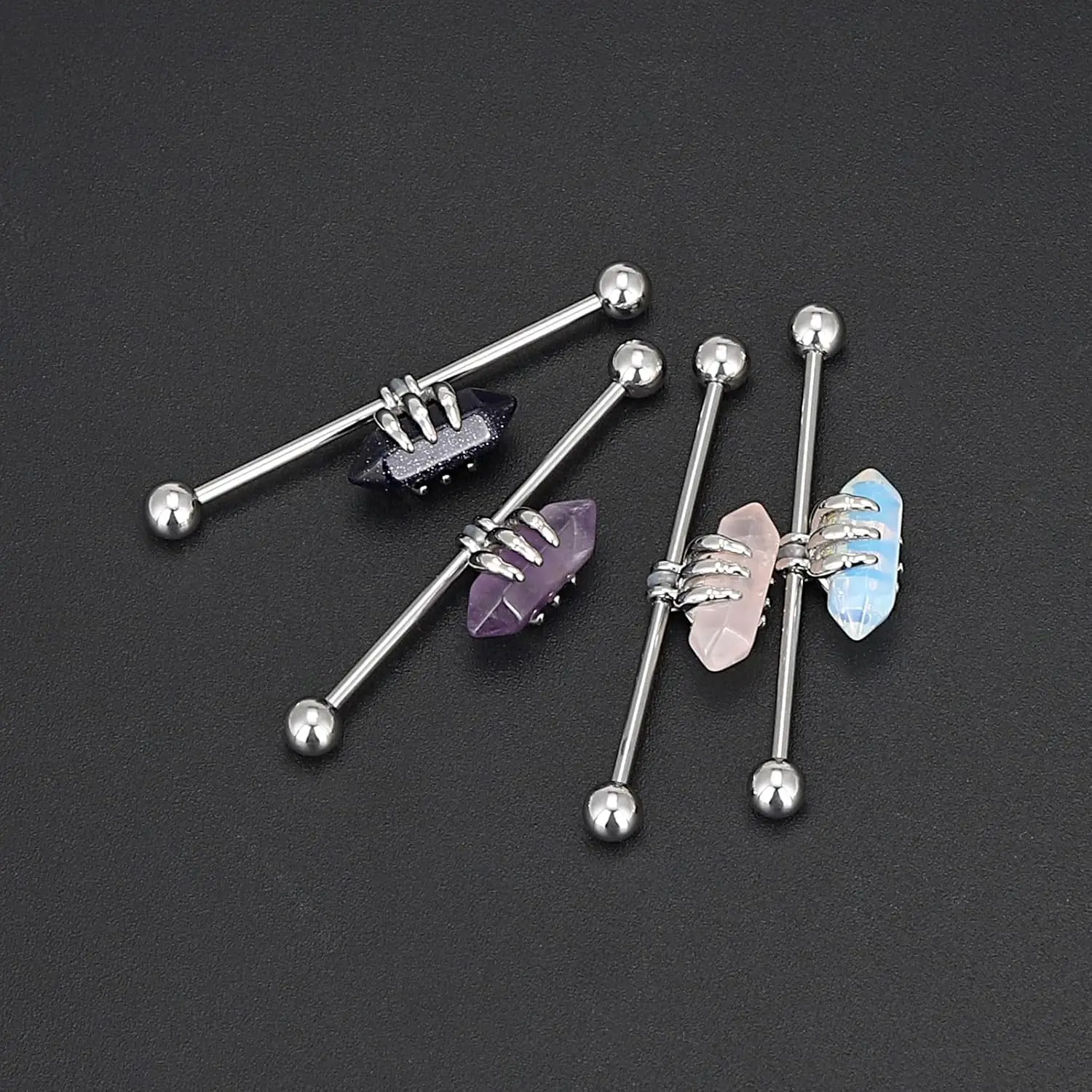 1/4 Pcs 14G Industrial Barbell Ear Bridge Stainless Steel Industrial Piercing Bar Earring Cartilage Piercing Jewelry 38mm
