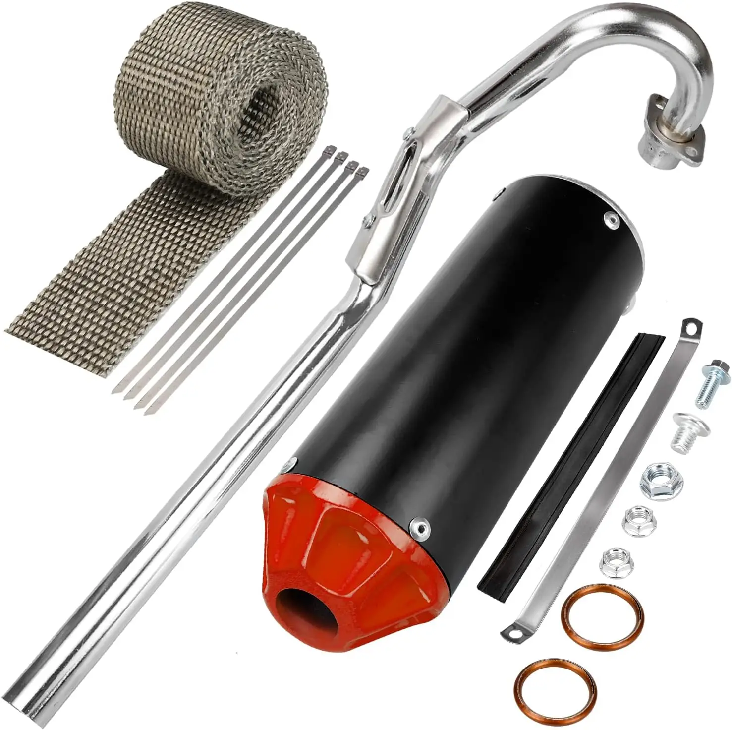 

28mm Exhaust Muffler with Heat Wrap Compatible with 50cc 70cc 90cc 110cc 125cc CRF50 CRF70 XR50 SSR110 SSR125 Taotao DB10 DB14 B