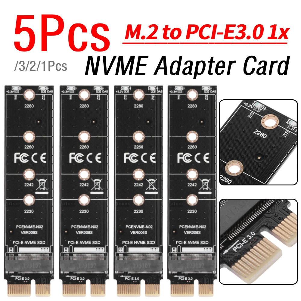 

1/2/3/5Pcs NVME M.2 to PCI E3.0 1X High Speed Extension Adapter Card M Key NGFF Converter Card Module Converter Card