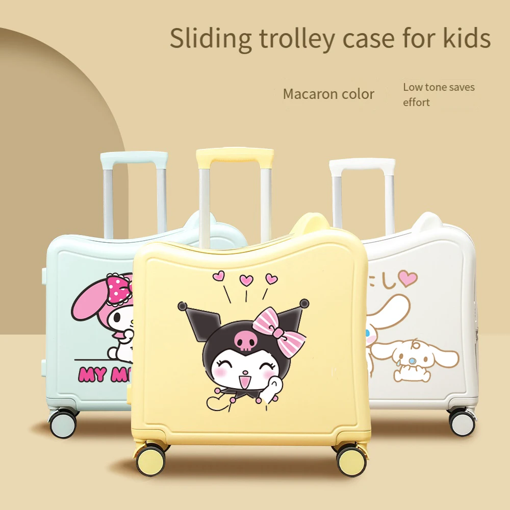 Cartoon Kuromi Sanrioed Hello Kitty 20 Inches Trolley Case Anime Cinnamoroll Melody Suitcase Mute Universal Wheel Student Travel