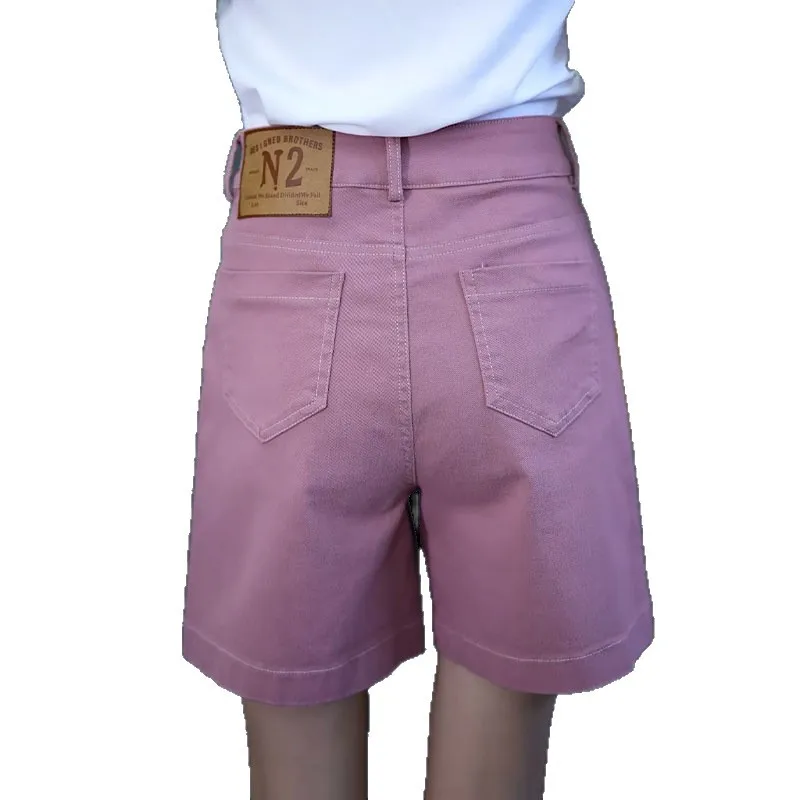 شورت دينم وردي للنساء صيفي رقيق مستقيم كاجوال متعدد الاستخدامات فضفاض واسع الساق بخمس نقاط #5