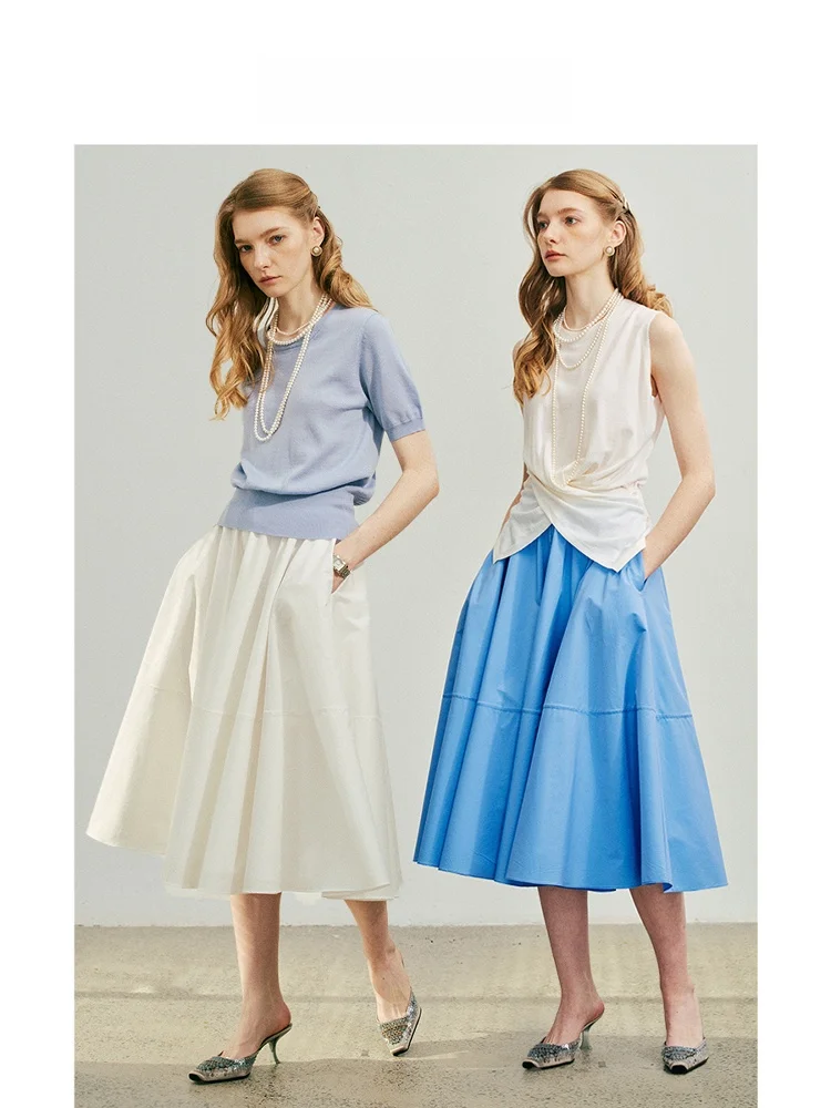

Ele Retro Double Layer Cotton Midi Skirt HAVEHAS Free Wave Heavyweight Umbrella f Skirt Ci Commute Women's Fas...