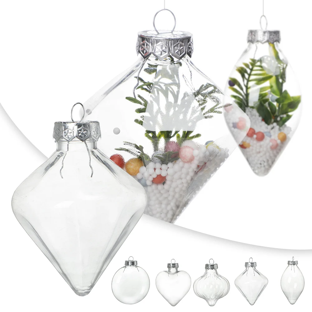 Christmas Ball Ornaments Set PET Plastic Transparent Special-Shaped Christmas Ball For Xmas Tree DIY Decoration Supplies