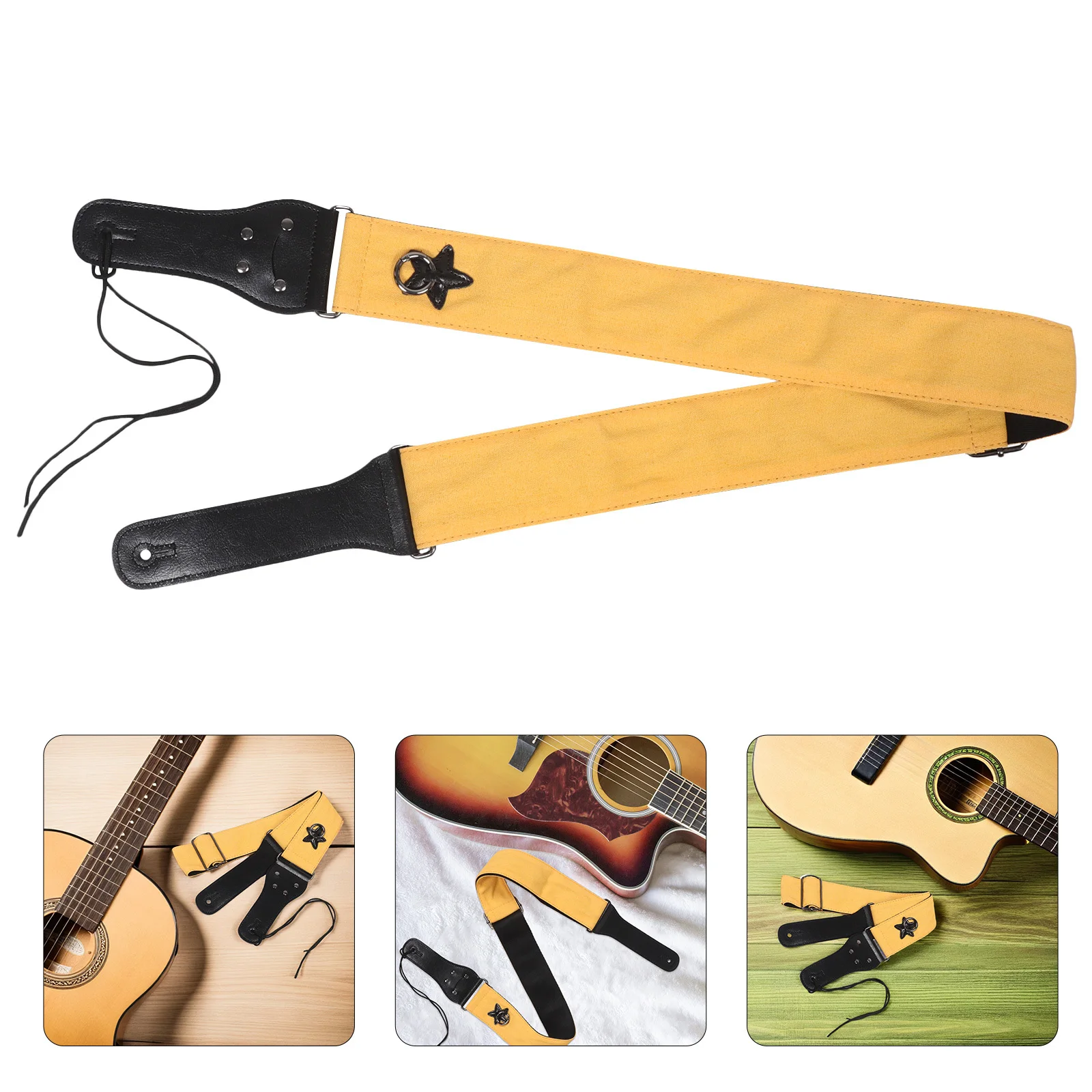 

Guitar Strap Padded Wide Double Layer Thick Cotton Denim Khaki For Electric Acoustic Bass Vintage Universal Replacement