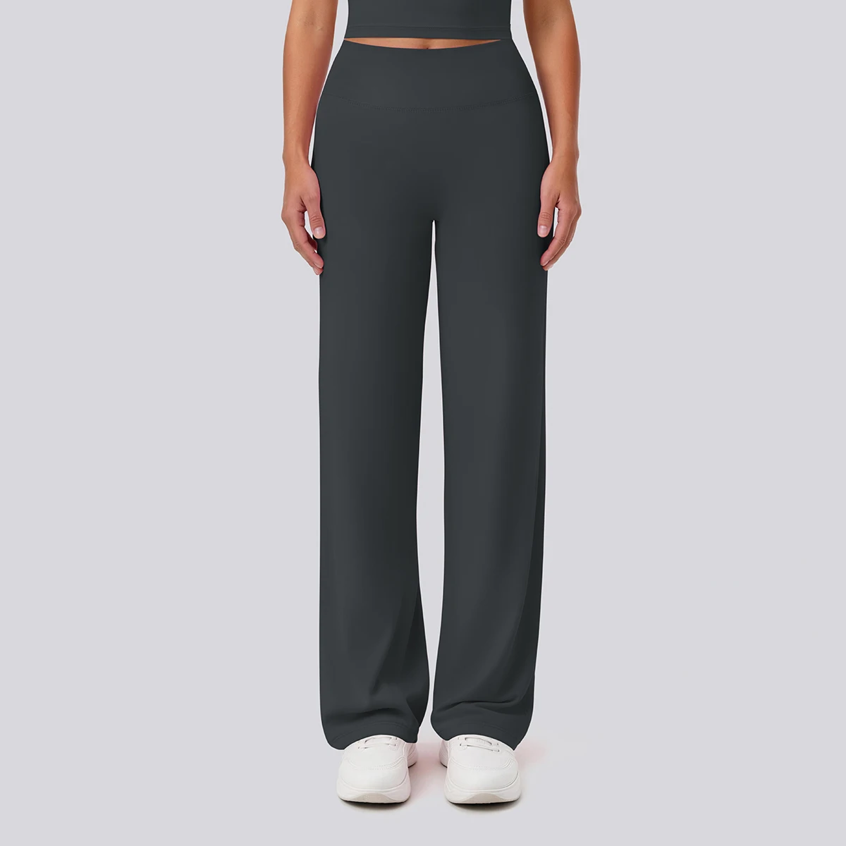 Rooftrellen Damen-Sporthose, Schlaghose, Hochgeschnittene, Lose Weite Hose, Einfarbig, Dünne Fitness-Sporthose für Frauen – Detail 31
