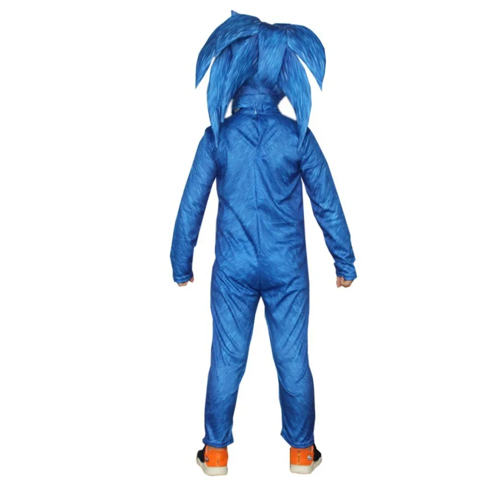 Sonic Kids Cosplay Costumes Sonic Hedgehog Boys Girls Bodysuit Children Jumpsuit with Headgear Suit Halloween Party Gift