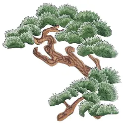Exquisite Symmetrical Pine Tree Embroidery Iron on Patches Chinese Style Clothing Patch Repair Gold Silver Green Adhesive