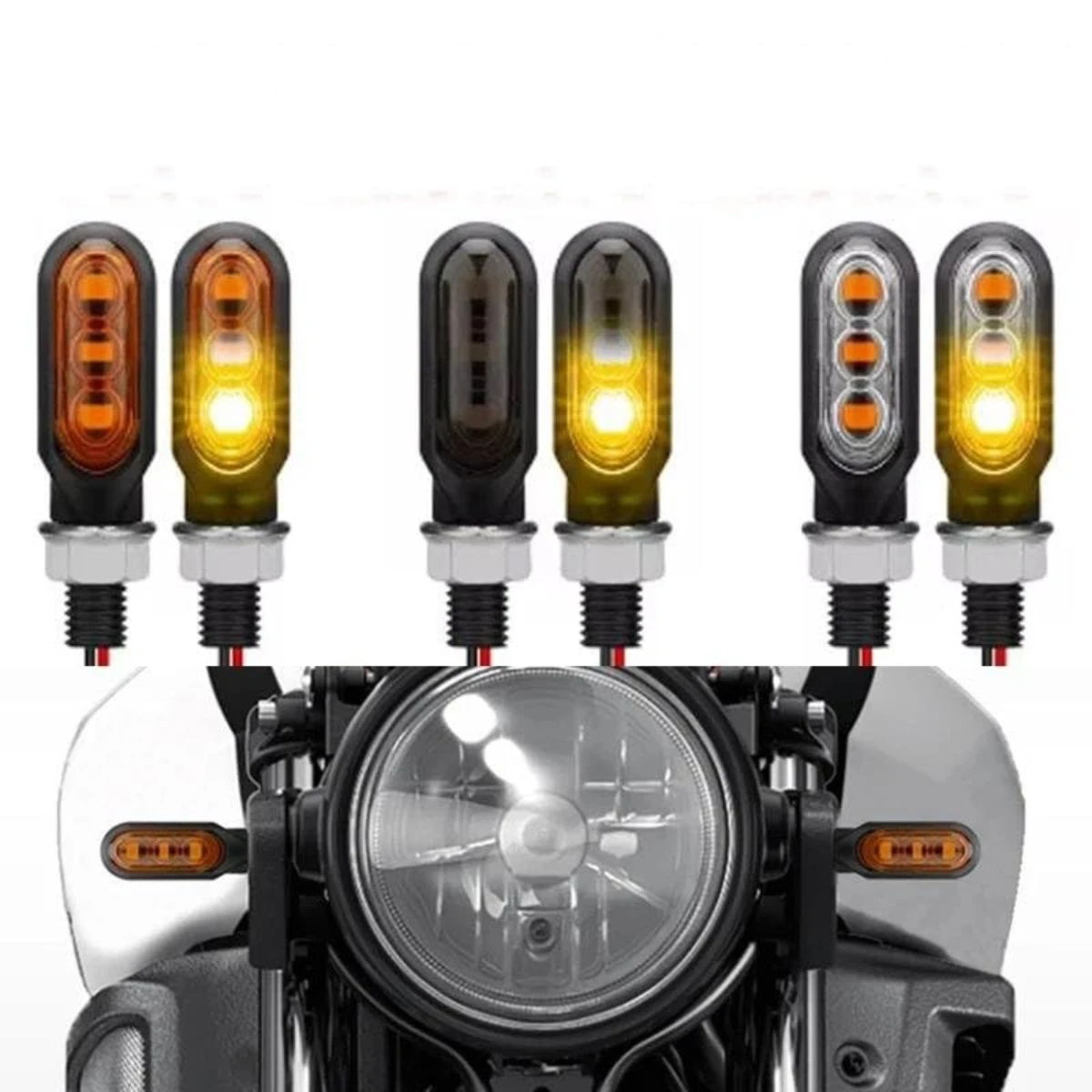 2/4Pcs Motorcycle 3LED Turn Signals Directional Indicators Amber Flashing Light 12V Motorcycle Turn Signal Lamp Accessories image 5