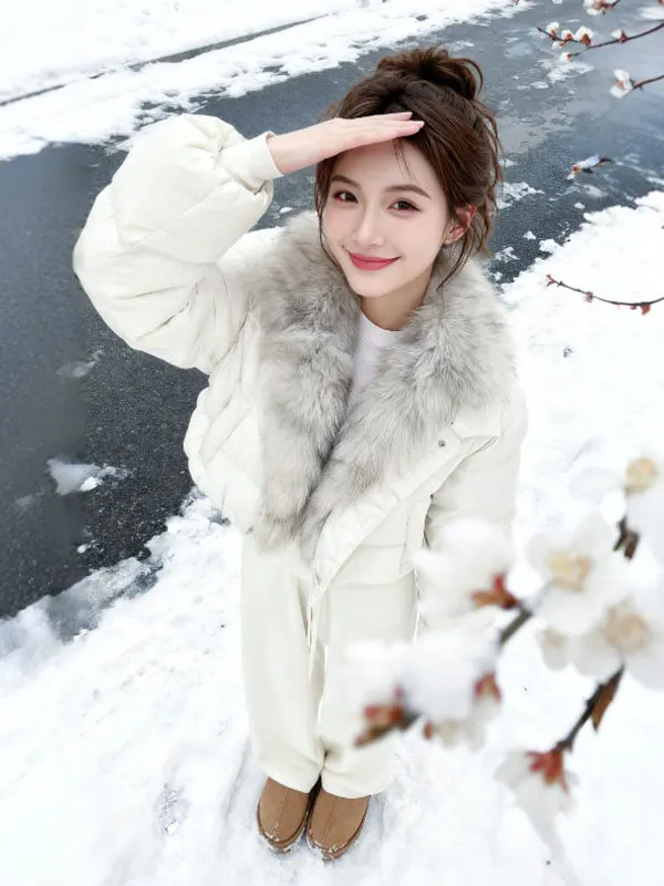 

Стильная свободная хлопковая куртка в нежном стиле, модная зимняя верхняя одежда для невысоких, теплая, удобная для поездок, однотонная.