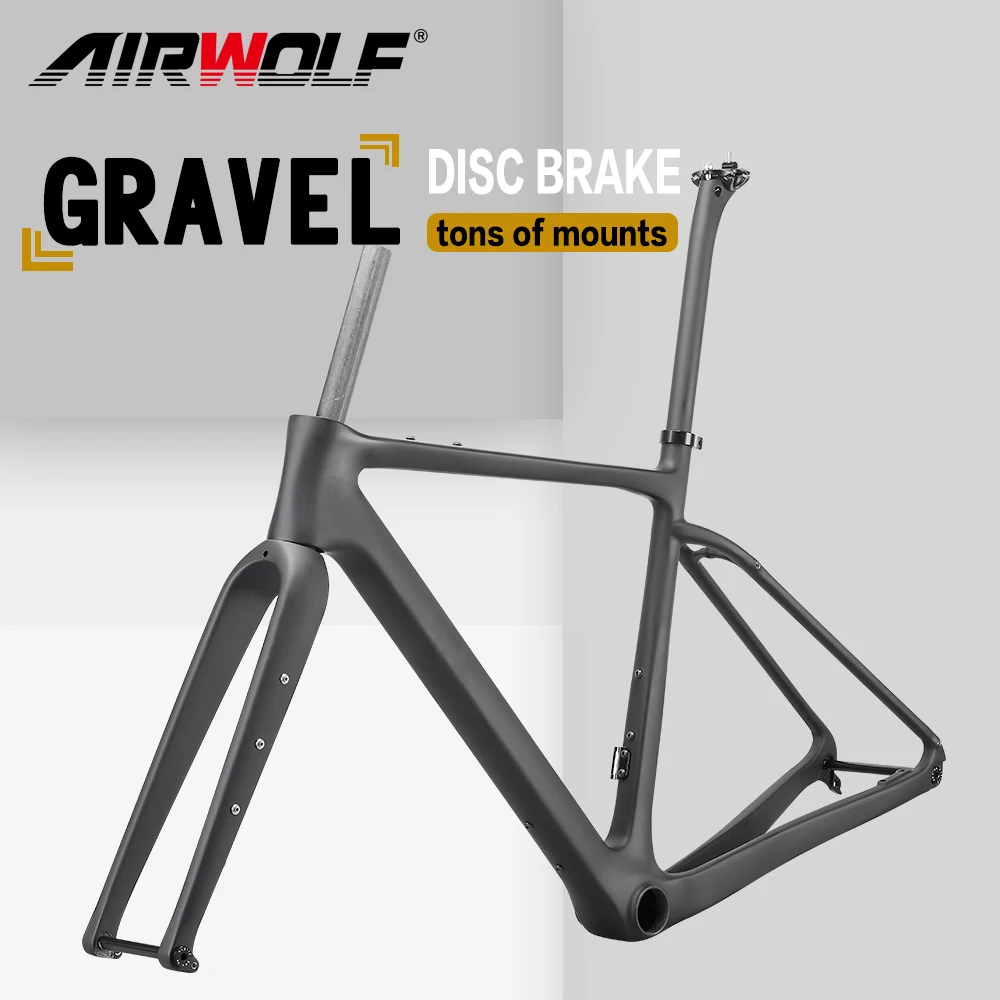 

Airwolf Carbon Gravel Bike Frame BB386 Max 700*45C Tires Cycrocross Bicycle Frame 27.5ER*2.1Inch Tires Gravel Bicycle Frame