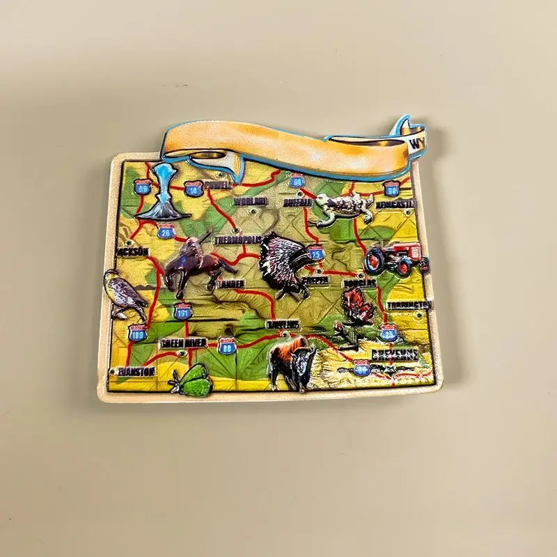 

United States State Map Nostalgic Style Popular Travel Souvenir Fridge Magnet Creative Personalized 3D3dMagnetic Gift